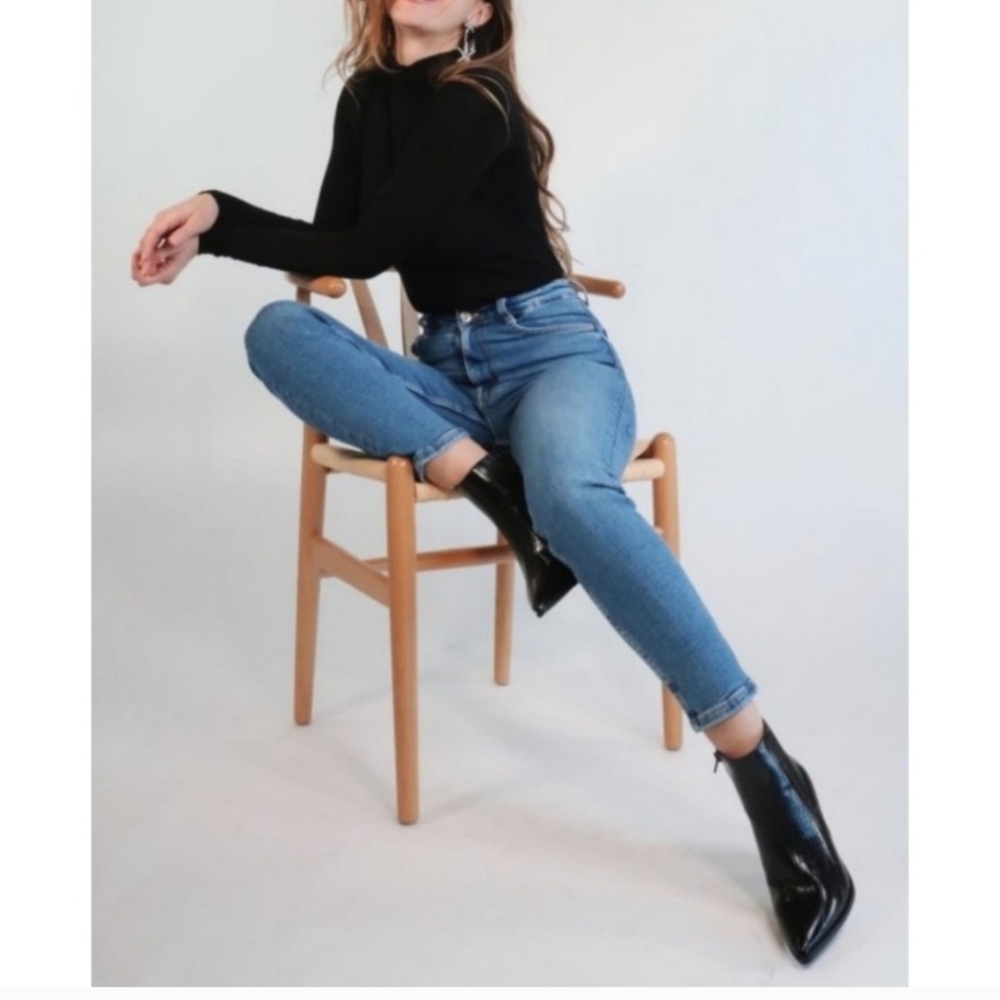 Black Croc-Embossed Ankle Boots